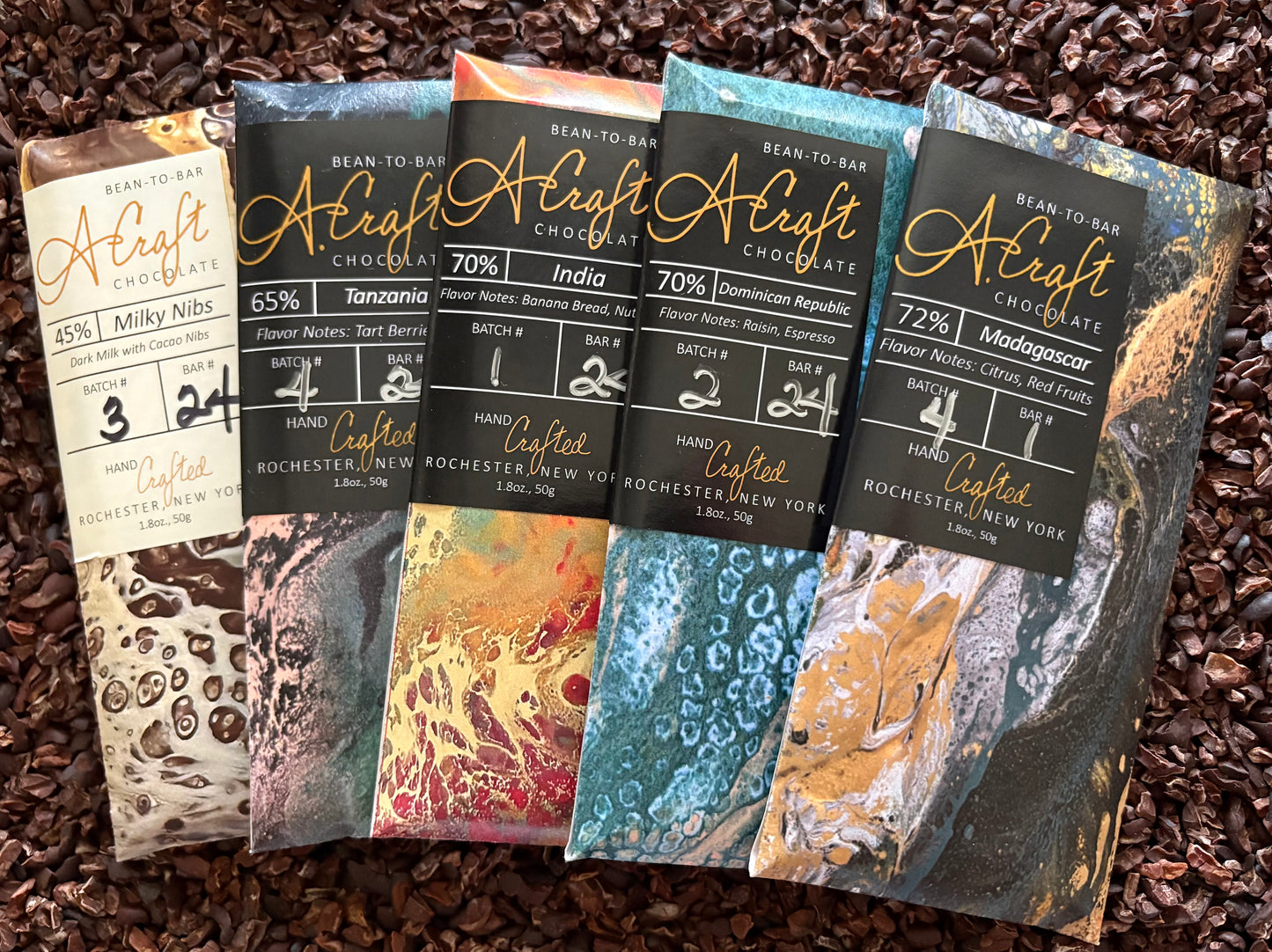 5-Bar Tasting Collection - Gift Wrapped - GOLD RIBBON